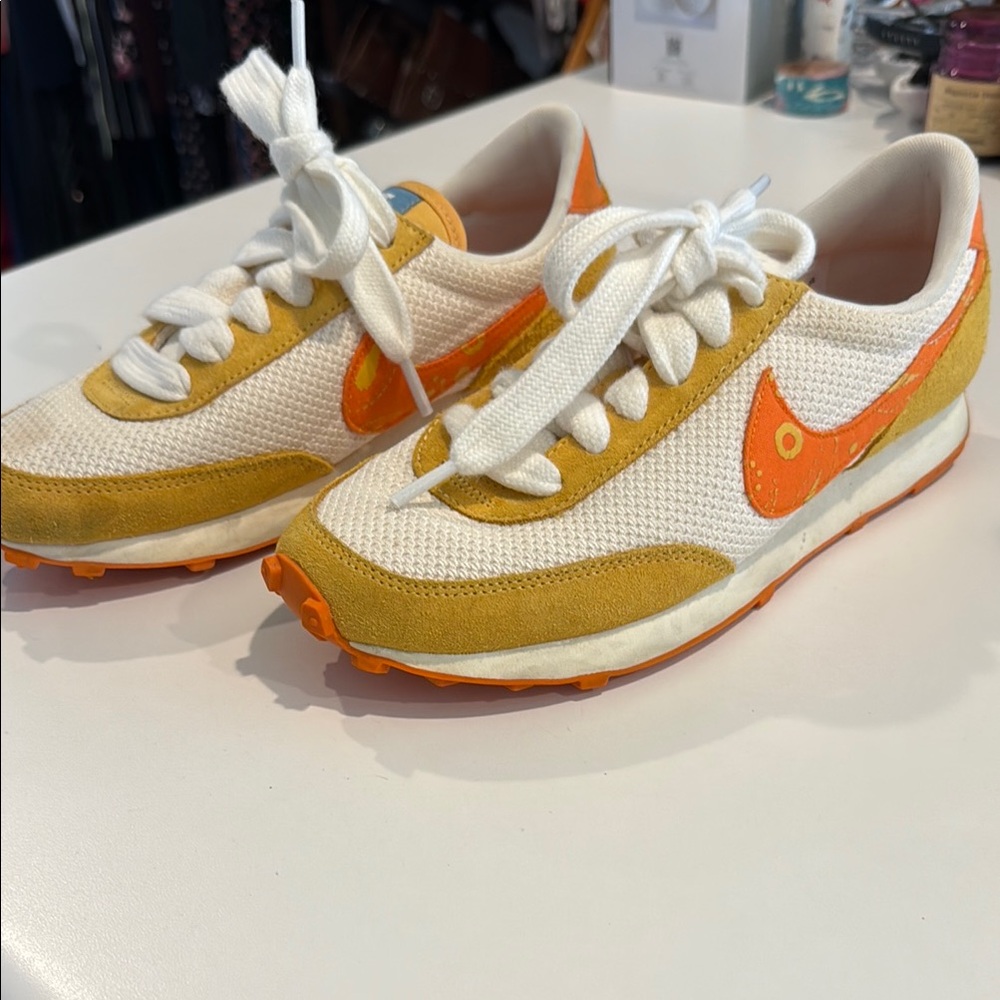 Nike White and Orange Retro Sneakers